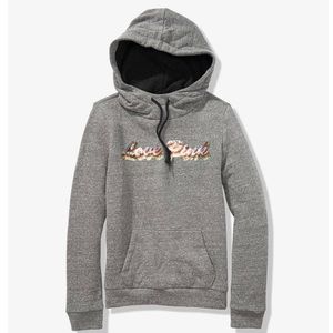 VS PINK Sherpa lined hood bling perfect pullover